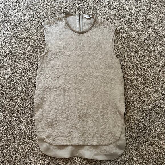 Helmut Lang light gray silk &  leather sleeveless top size P - Picture 6 of 12